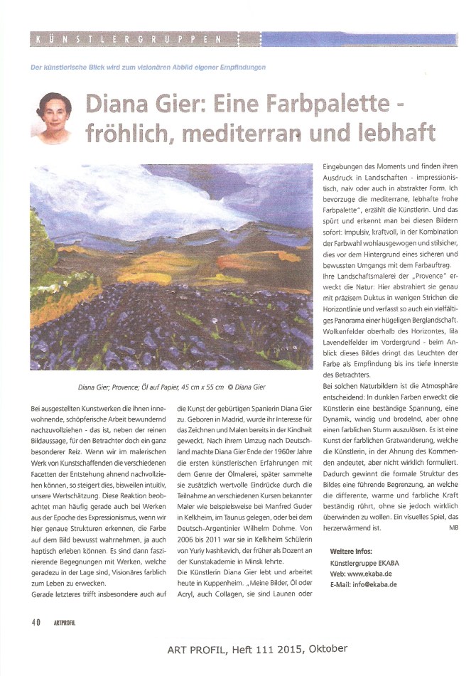 ART PROFIL, Diana Gier, Heft 111 2015, Oktober