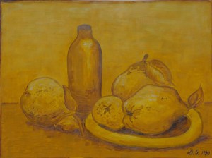 Diana Gier, Titel QUITTEN-Öl auf Papier-50x60-Da-KA-2-