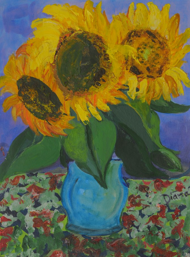 BN 2332-Diana Gier, Titel SONNENBLUMEN, Acryl auf Papier, 40x50