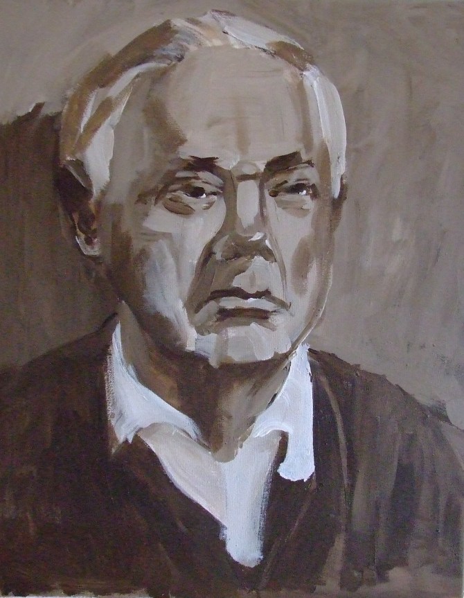 Titel DER REKTOR, Acryl auf Leinwand, 40 x 50